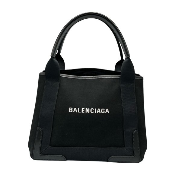 Balenciaga Cabas S Tote Bag in Navy, Canvas, Leather, and Black, Women's - Picture 1 of 10